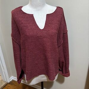 Urban Outfitters Red Ribbed Knit Cardigan